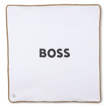 Beige & White Logo Padded Blanket
