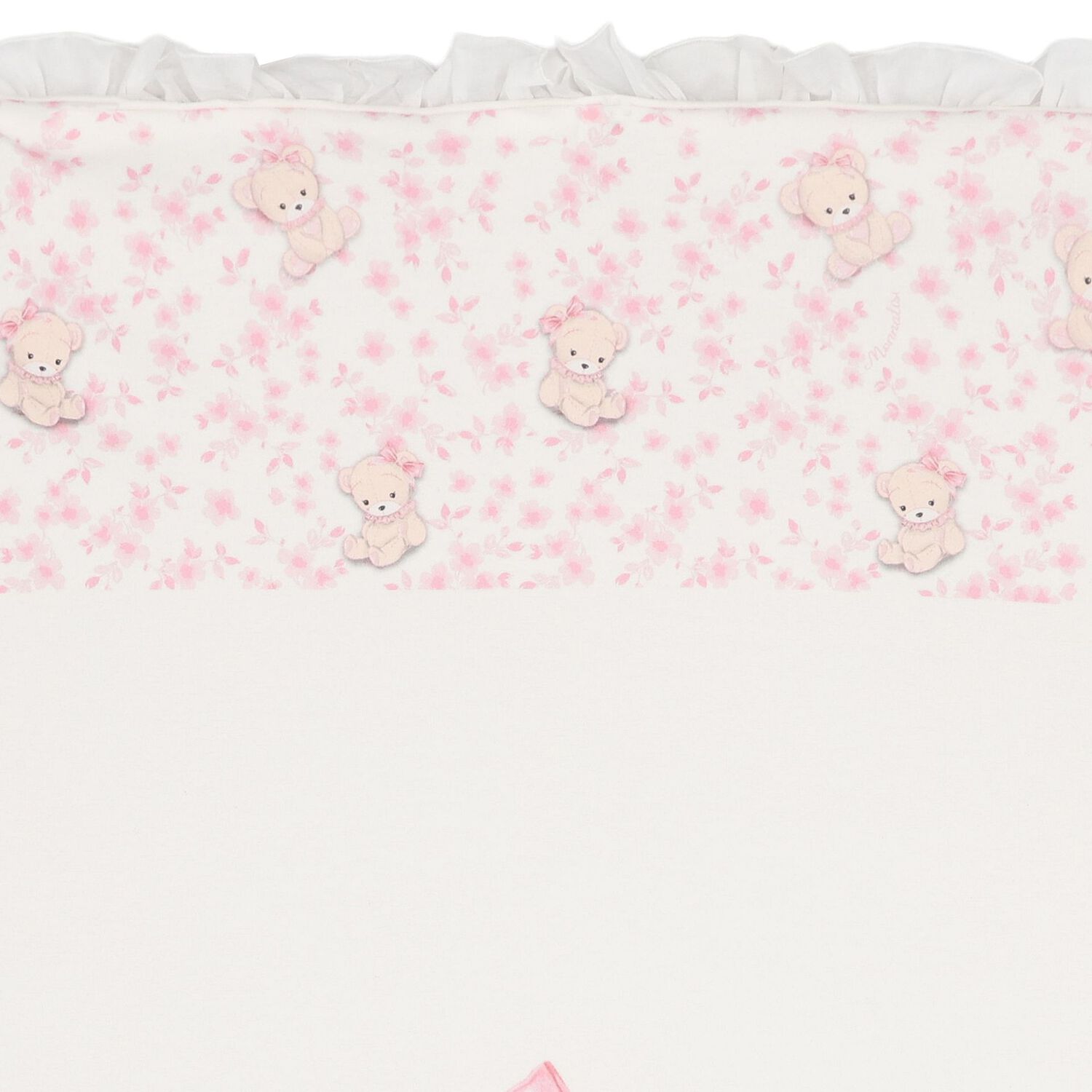Baby Girls Ivory & Pink Teddy Bear Blanket, 1, hi-res