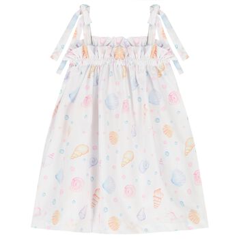 Girls White & Pink Bow Beach Dress