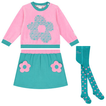 Girls Pink & Green Skirt Set