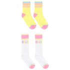 Girls White & Yellow Logo Socks ( 2-Pack ), 1, hi-res