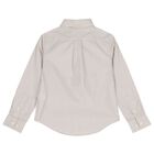 قميص مخطط بالشعار باللون البيج للأولاد, 1, hi-res