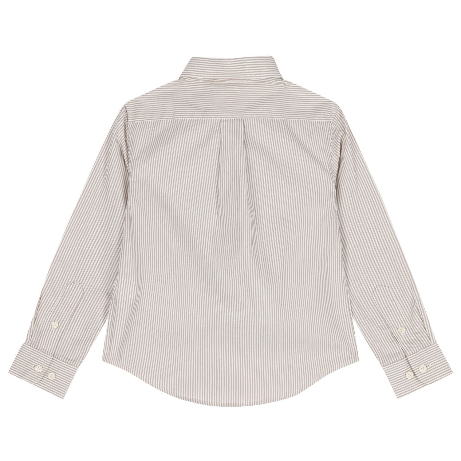 قميص مخطط بالشعار باللون البيج للأولاد, 1, hi-res