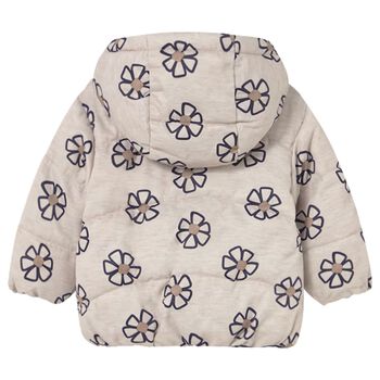 Younger Girls Beige & Navy Blue Reversible Coat