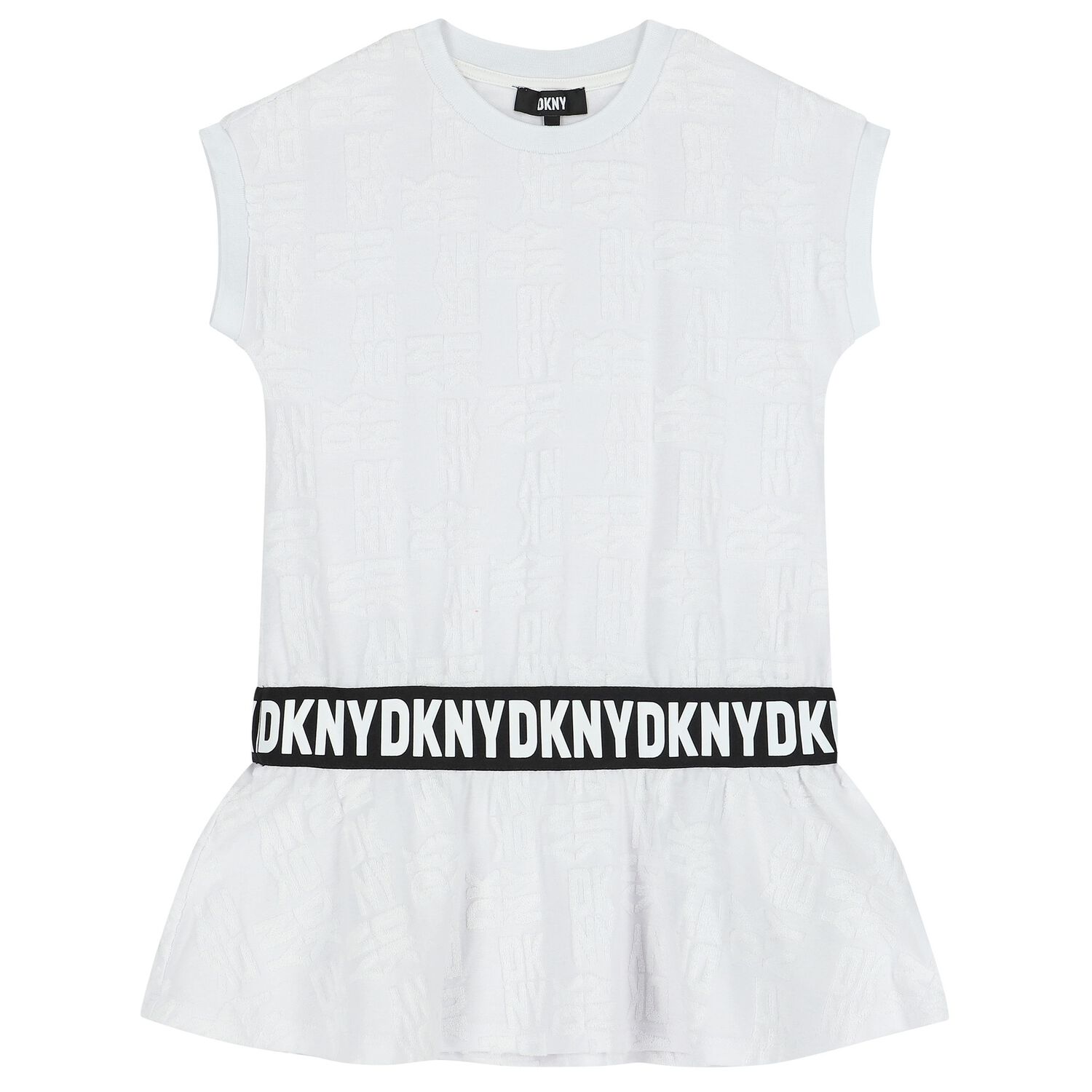 Girls White Logo Dress, 1, hi-res