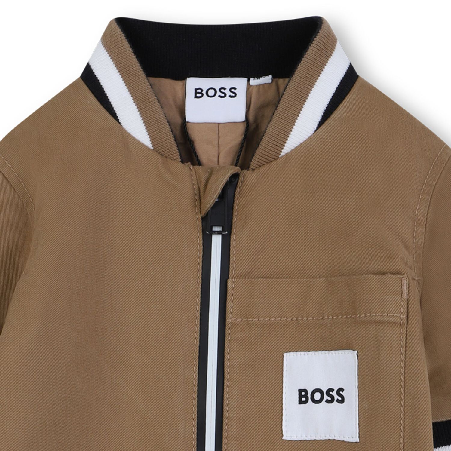 Baby Boys Beige Logo Romper, 1, hi-res