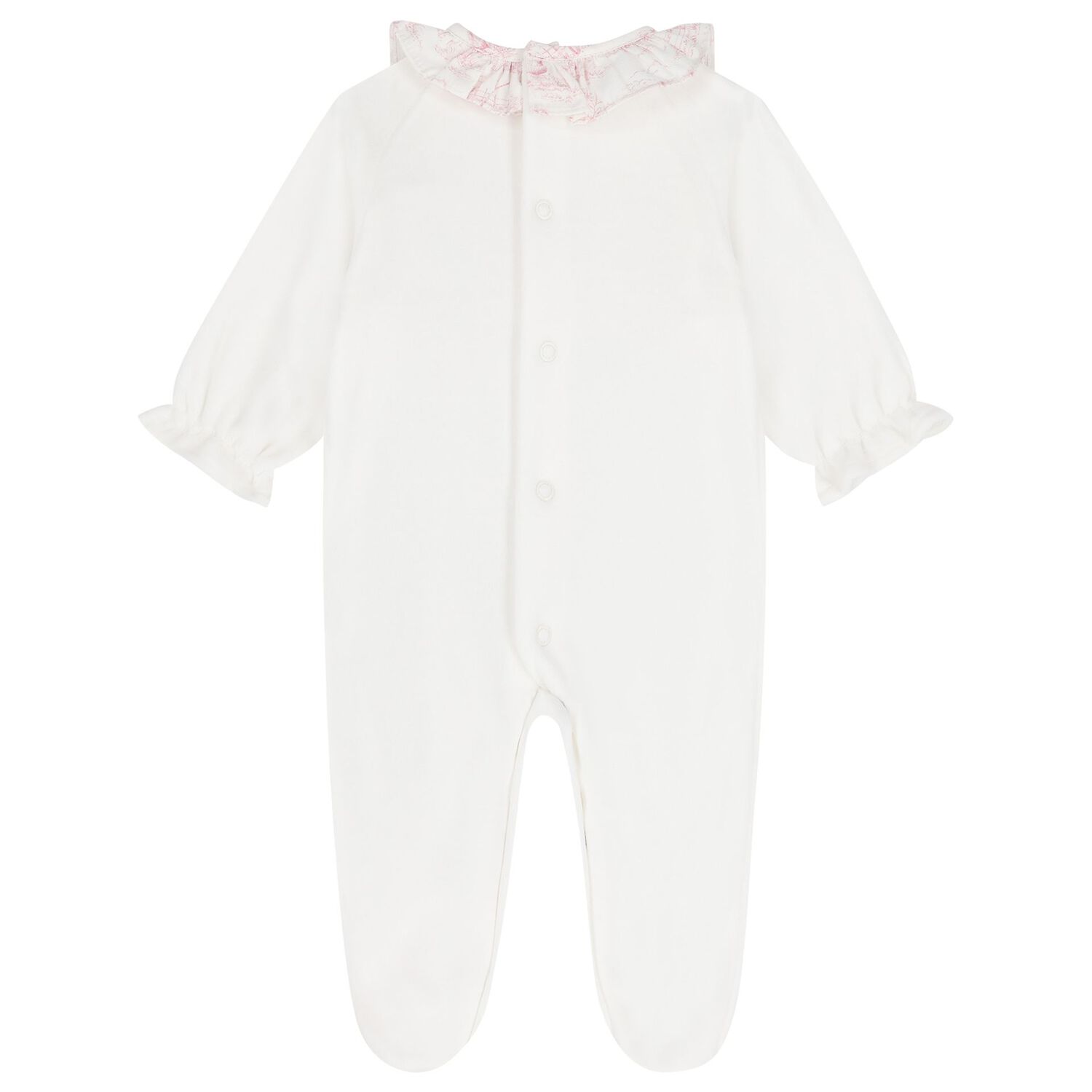 Baby Girls Ivory Velour Babygrow, 1, hi-res