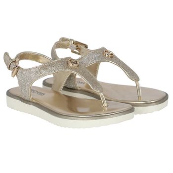 Girls Ivory & Gold Sandals