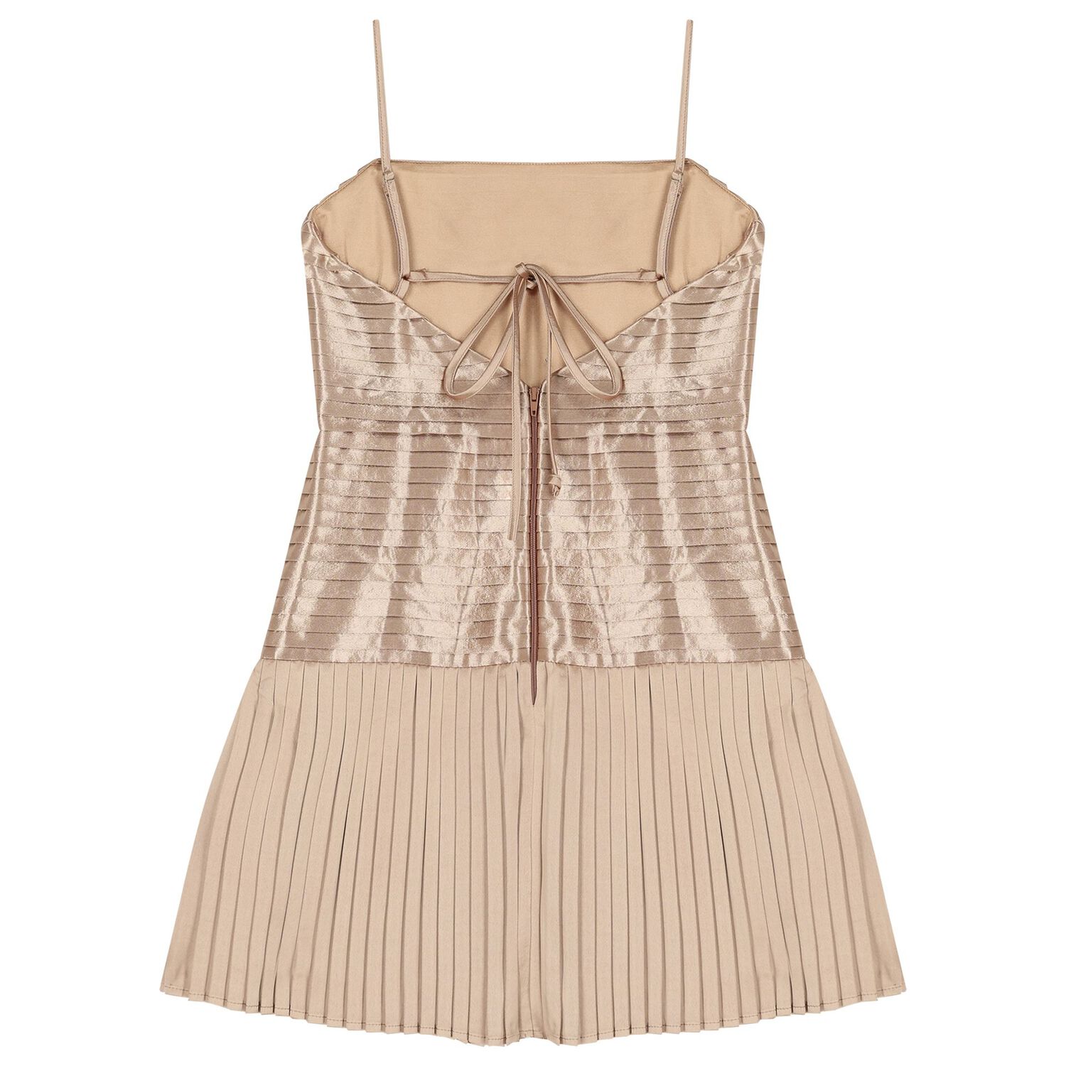 Girls Gold Pleated Dress, 1, hi-res