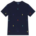 Boys Navy Blue Logo T-Shirt, 1, hi-res