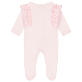 Girls Pink Embellished Babygrow