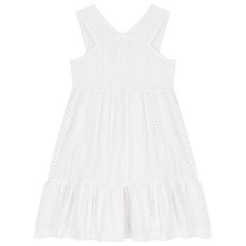 Girls White Embroidered Dress