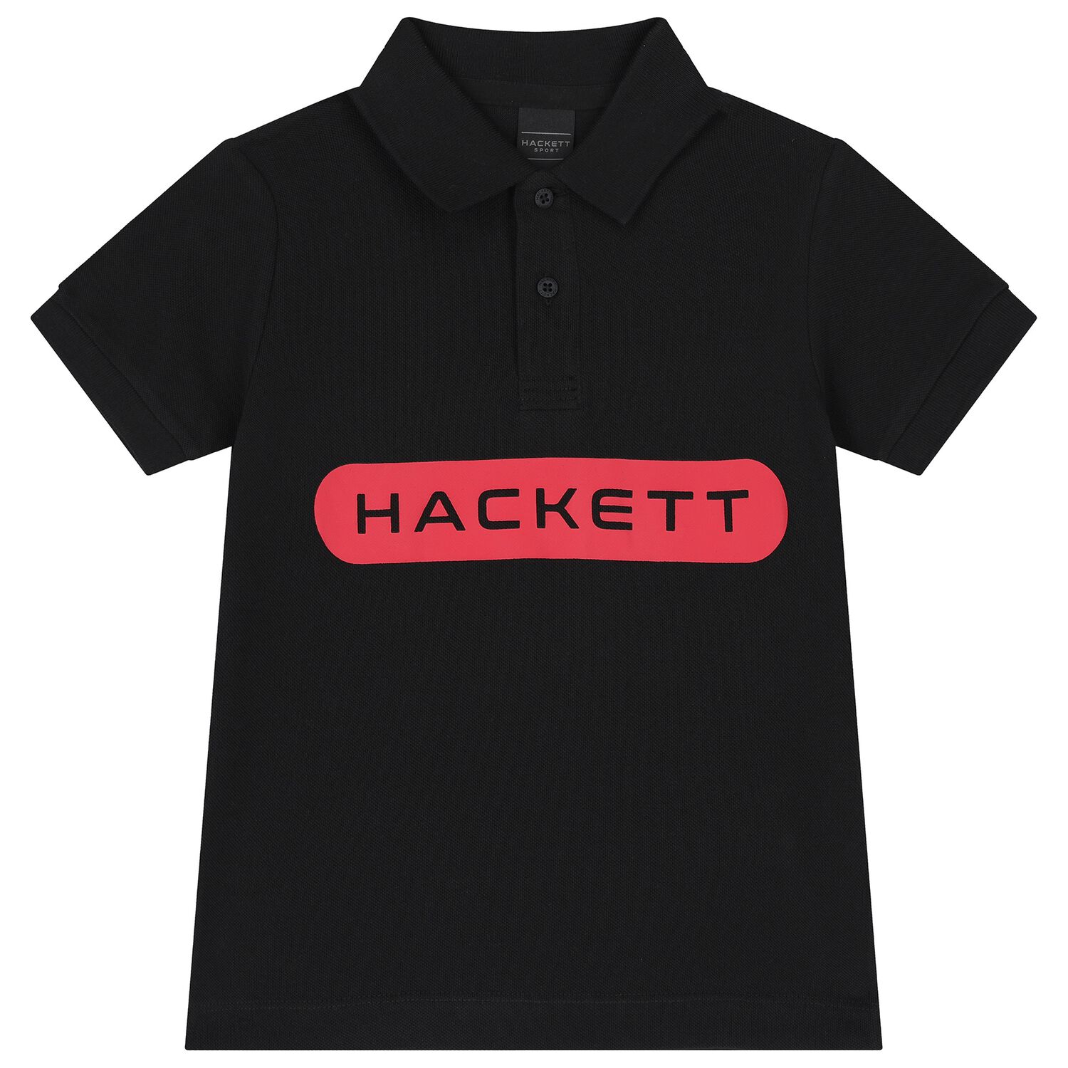 Boys Black Cotton Logo Polo Shirt, 2, hi-res image number null