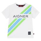 Younger Boys White Logo T-Shirt, 1, hi-res
