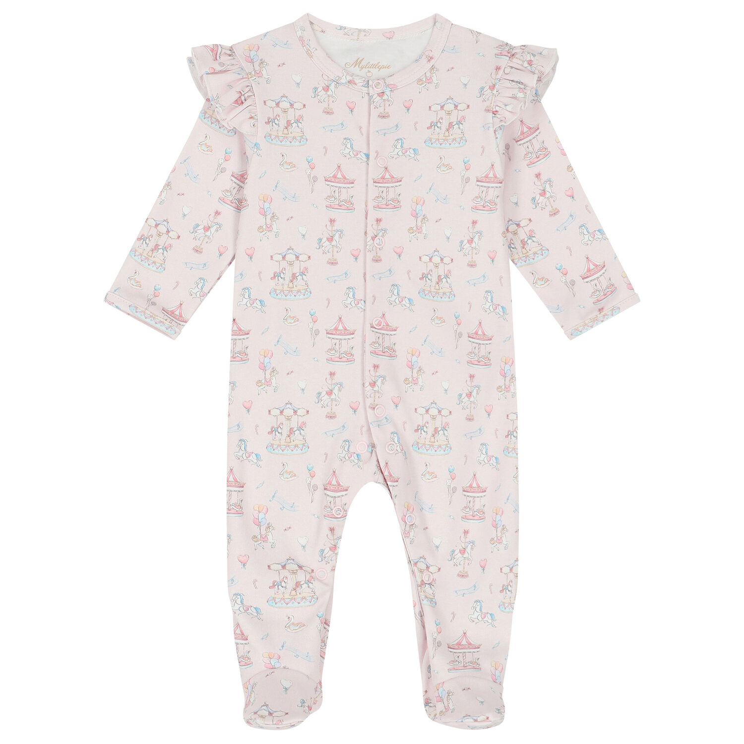 Baby Girls Pink Carousel Babygrow, 1, hi-res image number null