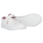 Girls White & Pink Logo Trainers, 1, hi-res