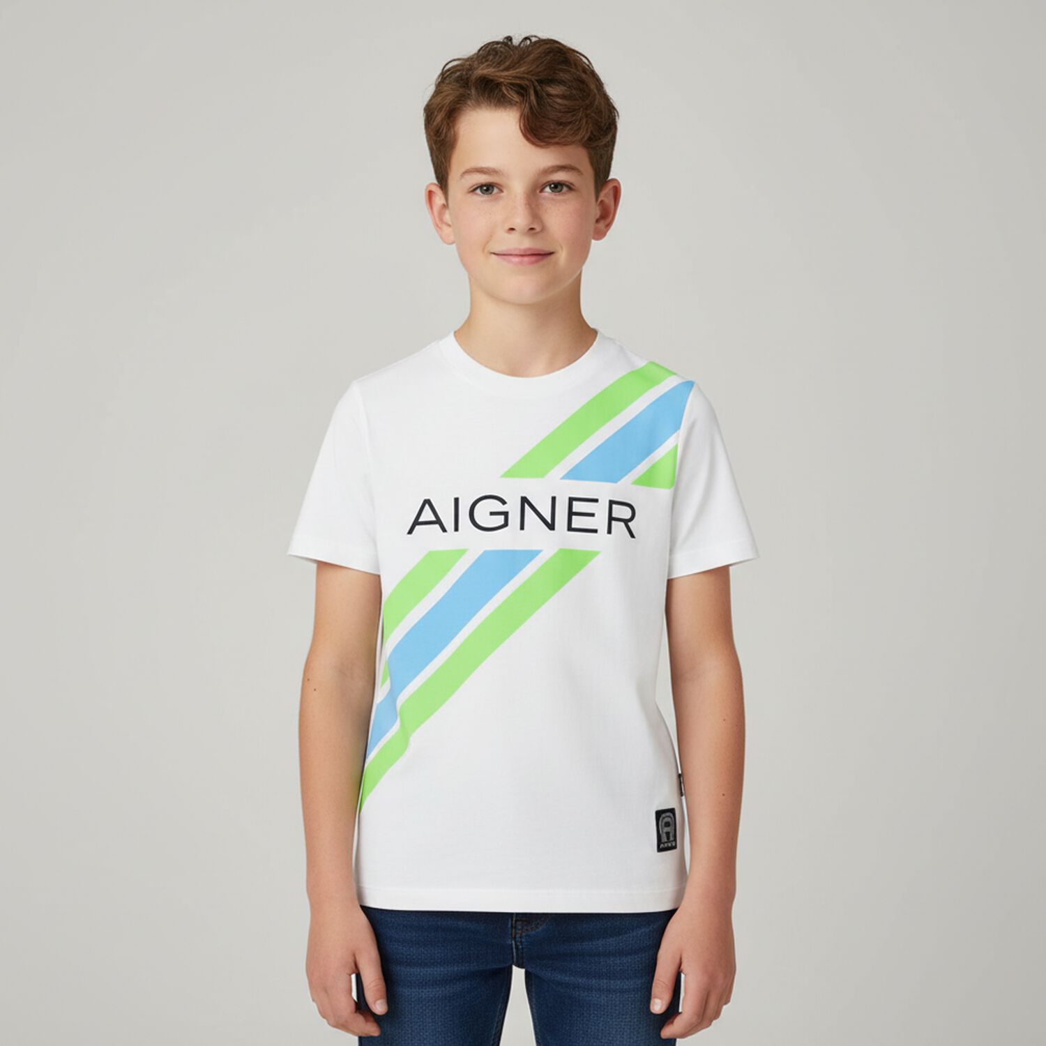 Boys White Logo T-Shirt, 1, hi-res