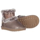 Younger Girls Gold Faux Leather Boots, 2, hi-res