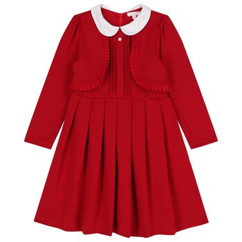 Girls Red Pleated Dress