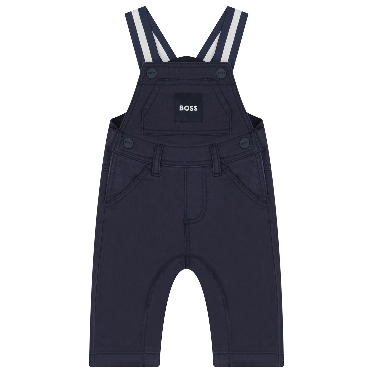 Baby Boys Navy Blue Logo Dungaree, 2, hi-res image number null