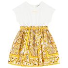Girls White & Yellow Majolica Dress, 1, hi-res
