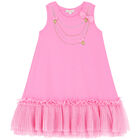 Girls Pink Embellished Tulle Dress, 2, hi-res