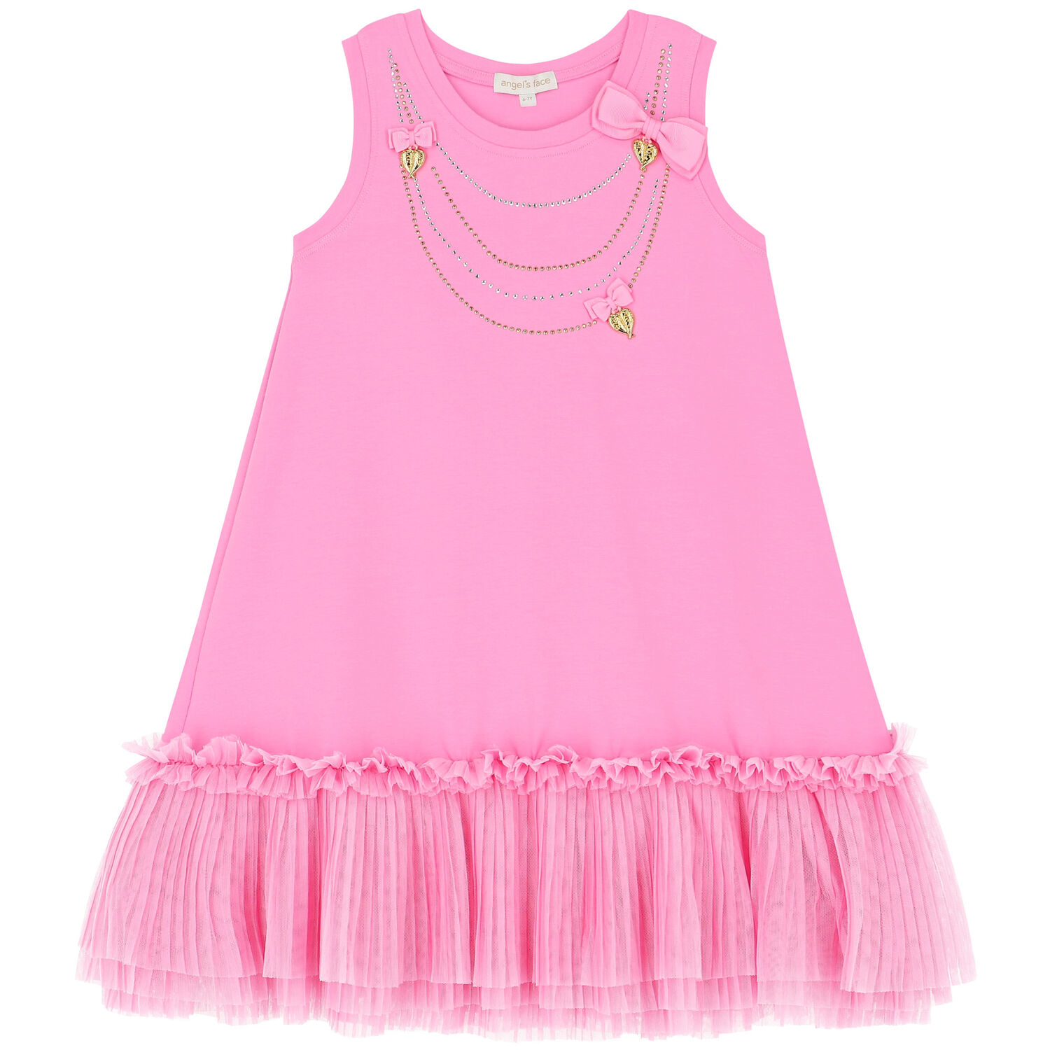Girls Pink Embellished Tulle Dress, 2, hi-res image number null
