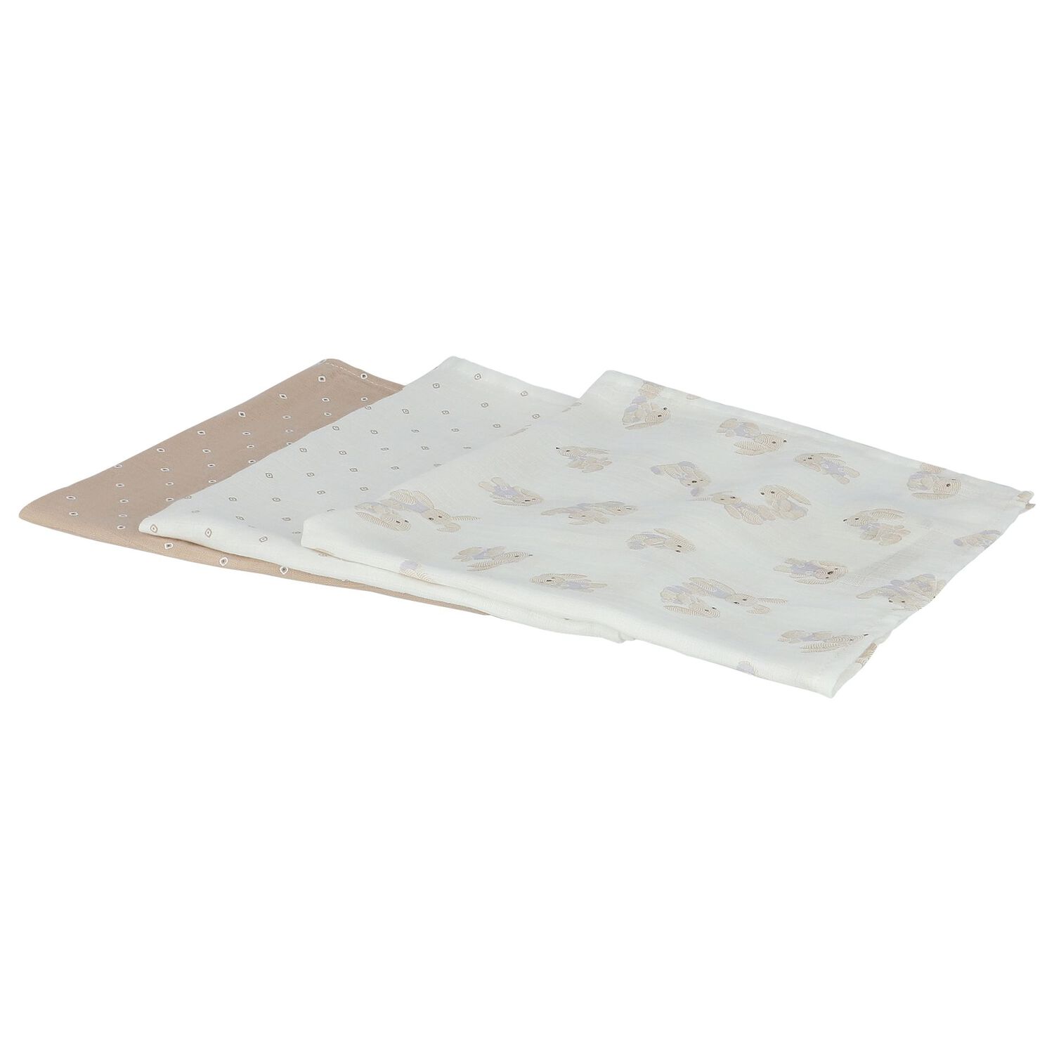 White & Beige Baby Muslin Swaddles (3-Pack), 3, hi-res image number null