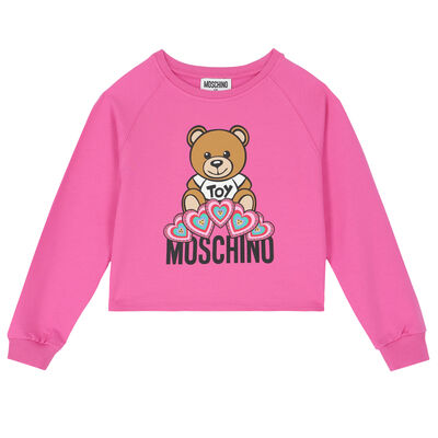Girls Pink Teddy Logo Sweatshirt