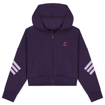 Girls Purple Disney Logo Hooded Zip Up Top