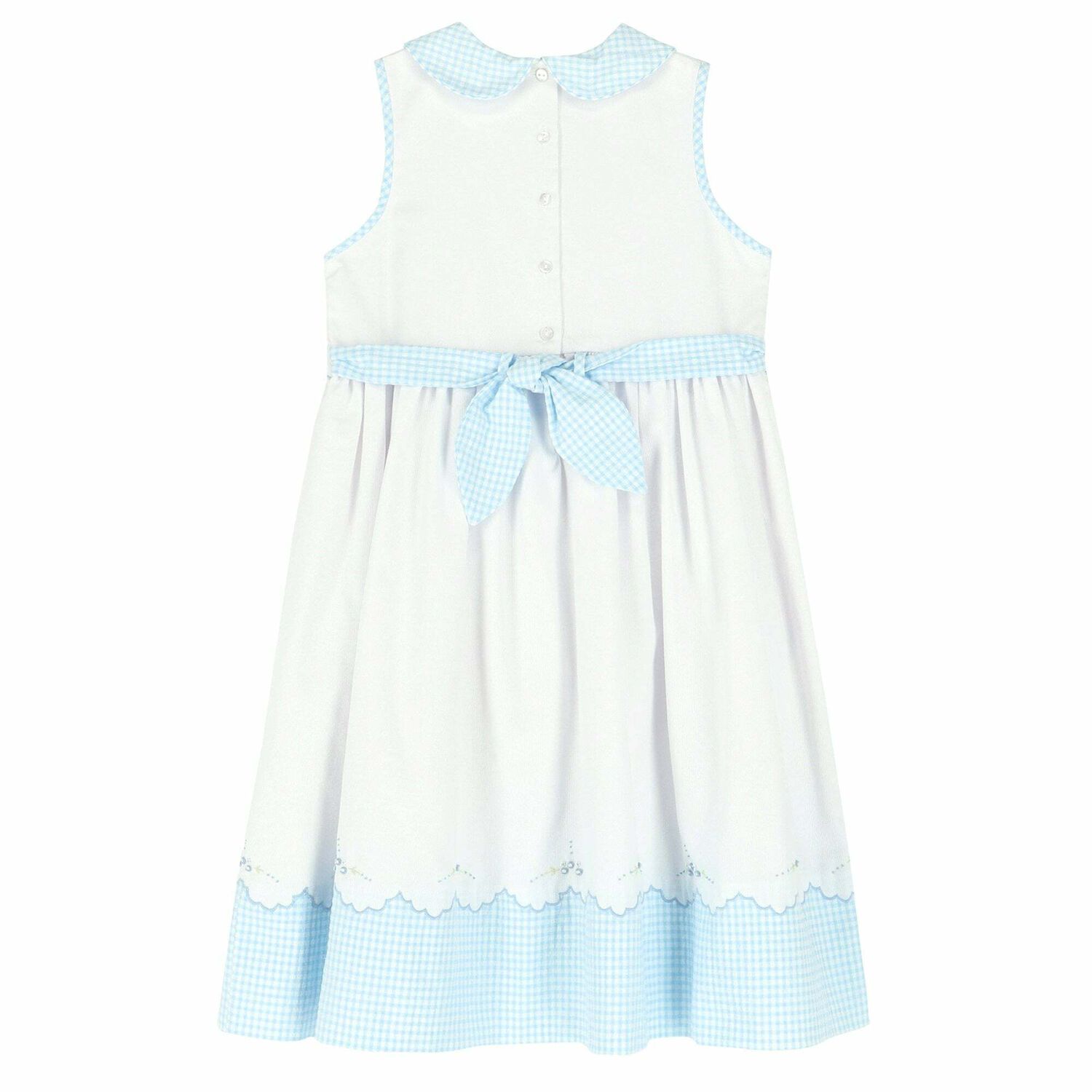Girls White & Blue Embroidered Dress, 1, hi-res image number null