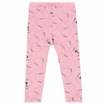 Girls Pink & Navy Logo Reversible Leggings