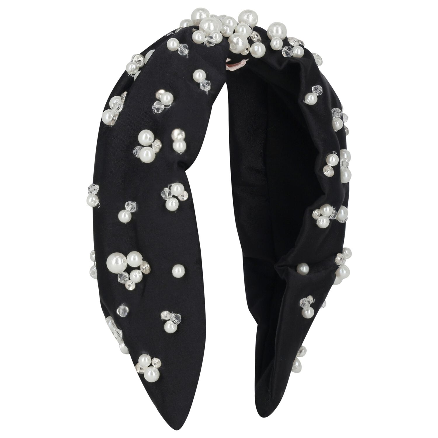 Girls Black Pearl & Cystal Headband, 1, hi-res