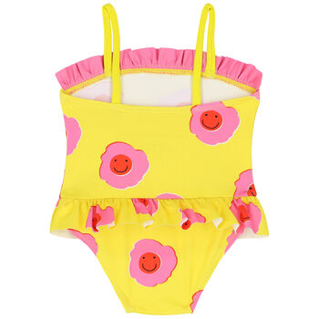 Younger Girls Yellow & Pink Flower Swimsuit