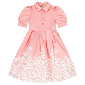 Girls Pink Mikado Floral Dress