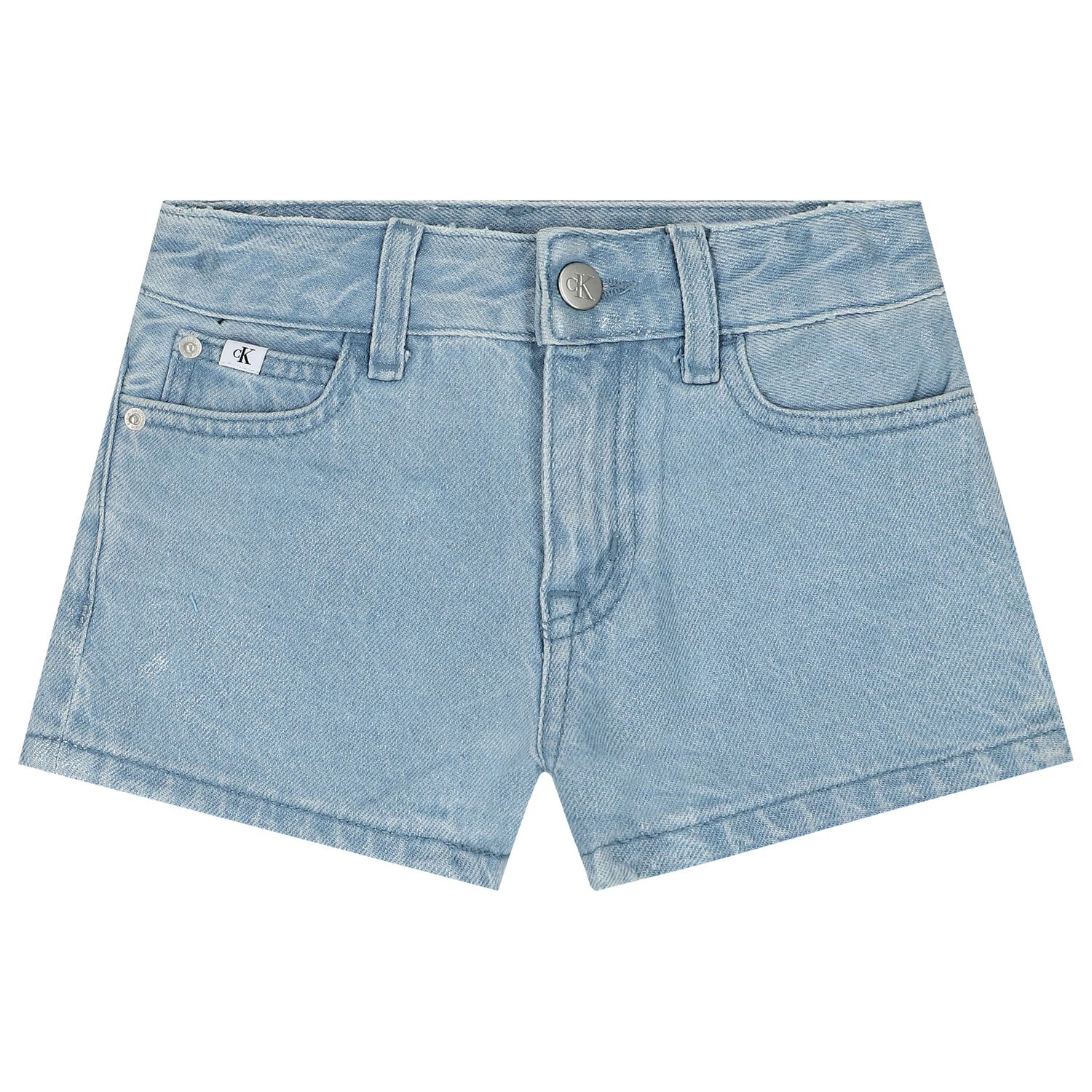 Girls Blue Logo Denim Shorts, 1, hi-res
