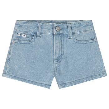 Girls Blue Logo Denim Shorts