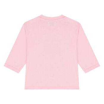 Younger Girls Pink Boke Flower Long Sleeve Top 
