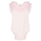 Baby Girls Pink Lace Bodysuit, 1, hi-res