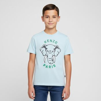 Boys Blue Elephant Logo T-Shirt