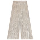Girls Gold Metallic Pleated Trousers, 1, hi-res