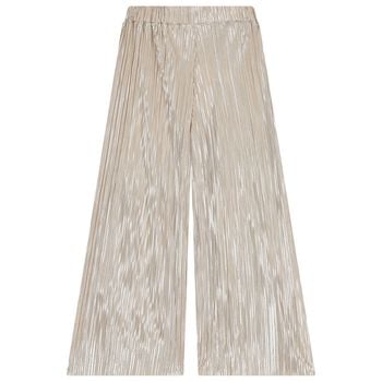 Girls Gold Metallic Pleated Trousers