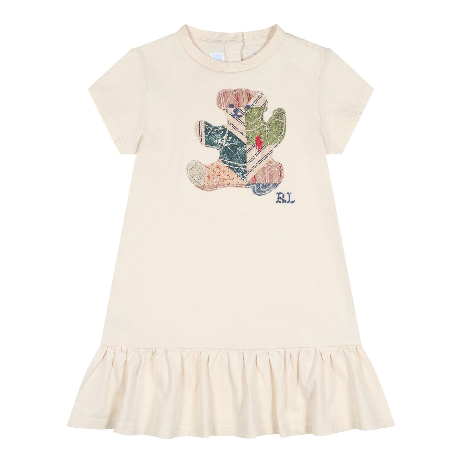 Baby Girls Ivory Patchwork Bear Dress Set, 1, hi-res
