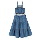 Girls Blue Denim Dress, 1, hi-res