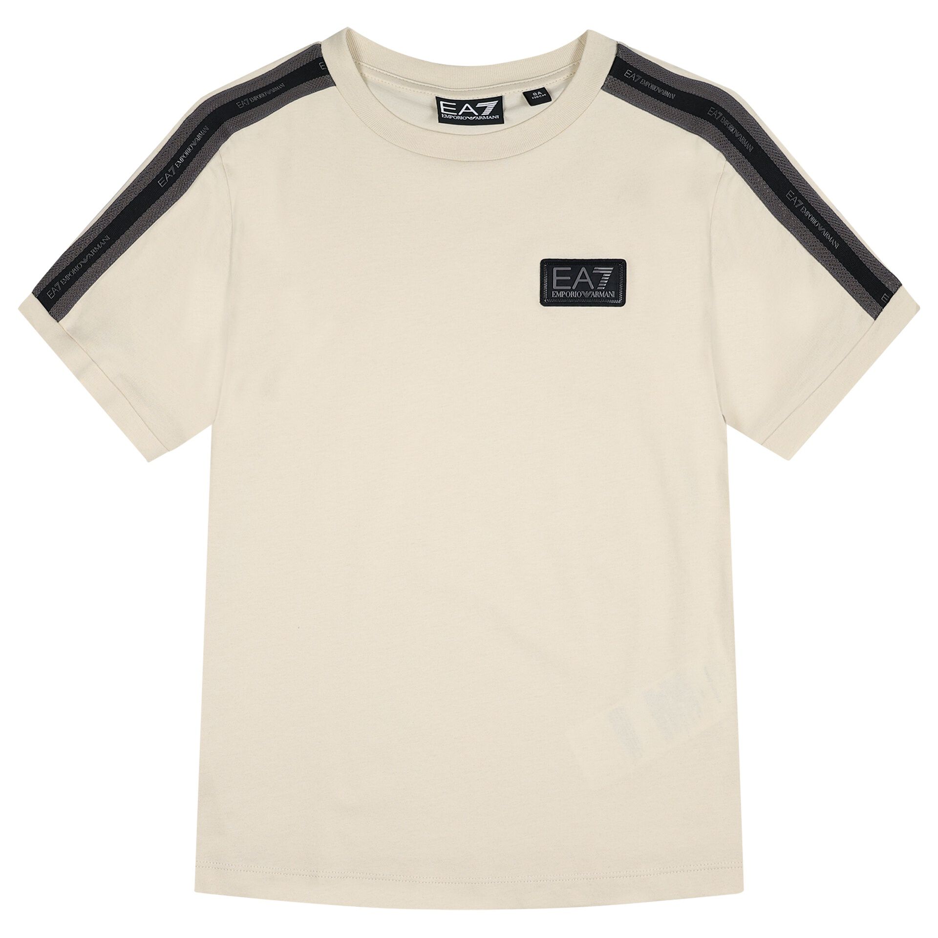 EA7 Emporio Armani Boys Beige & Black Logo Hooded Zip Up Top