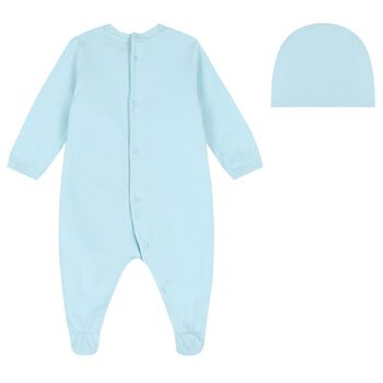 Blue Teddy Bear Logo Babygrow Gift Set