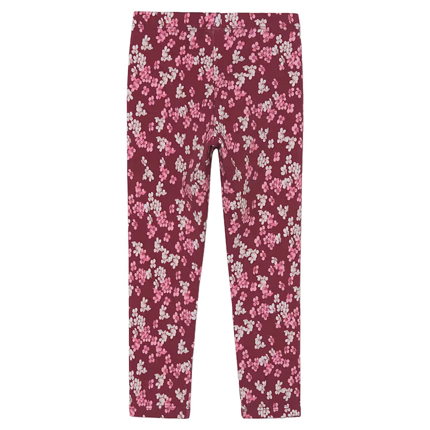 Girls Burgundy Floral Leggings, 2, hi-res