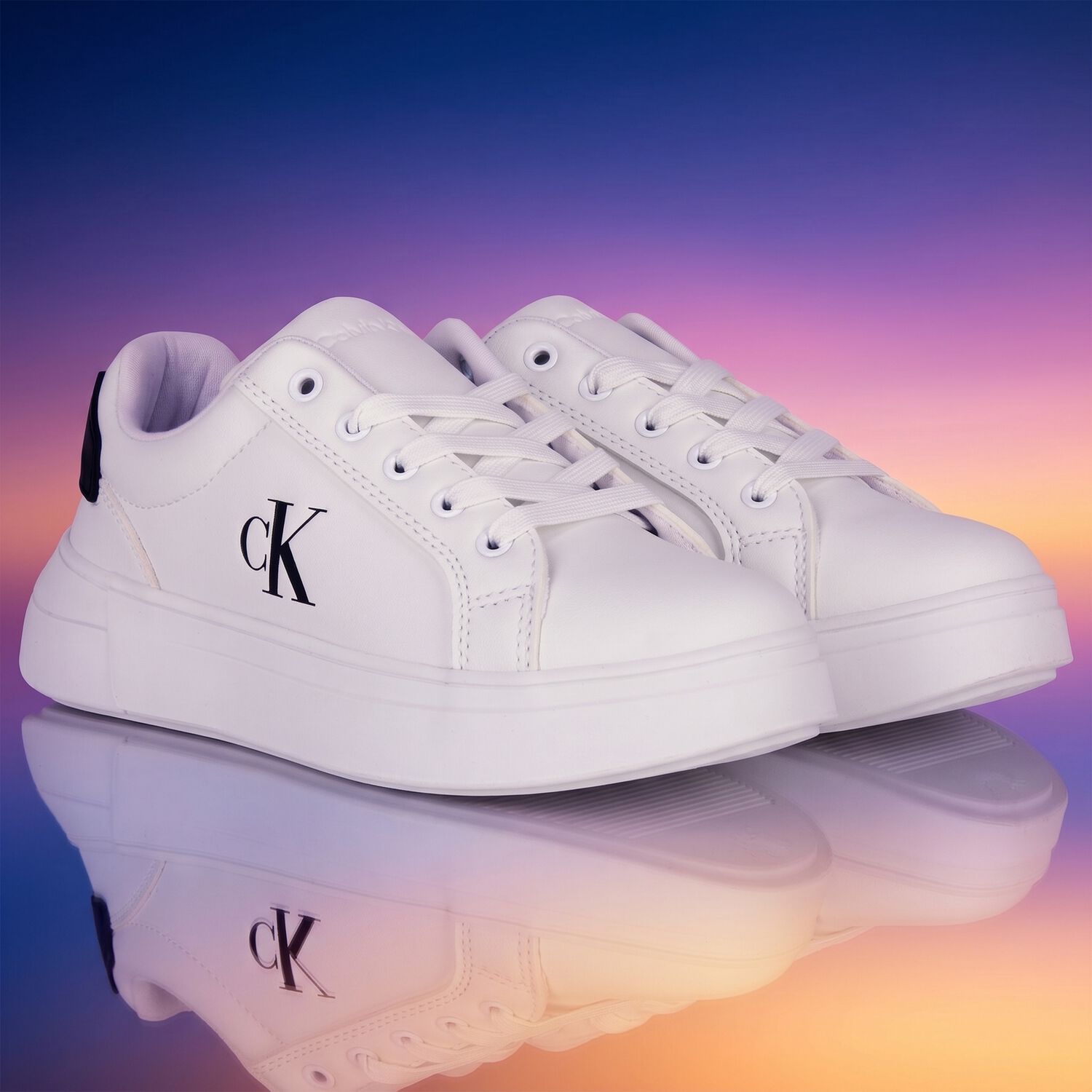 White & Black Logo Trainers, 1, hi-res
