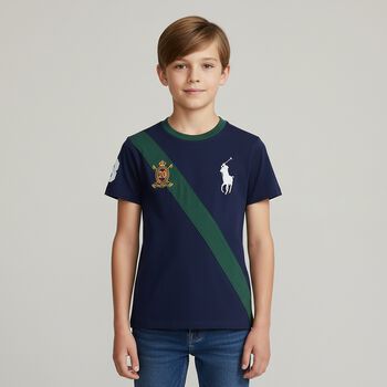 Boys Navy Blue Logo T-Shirt
