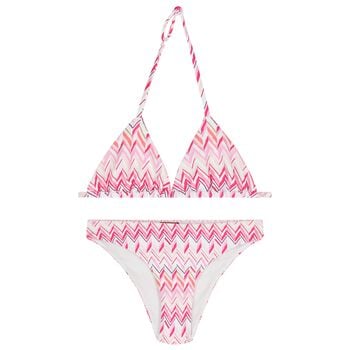Girls Pink & White Zig Zag Bikini